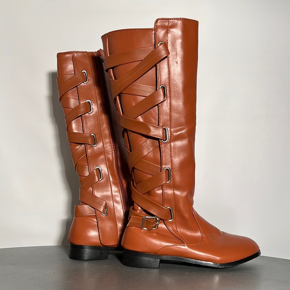 High Rise Brown Boots 1” Heel Zipper Up Size 6 Women’s